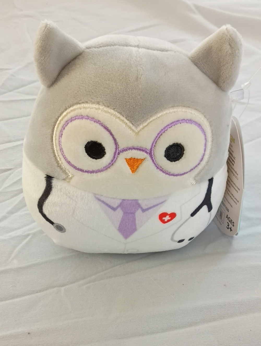 Plush Owl Doctor Toy - Gray & White - Squishmallows